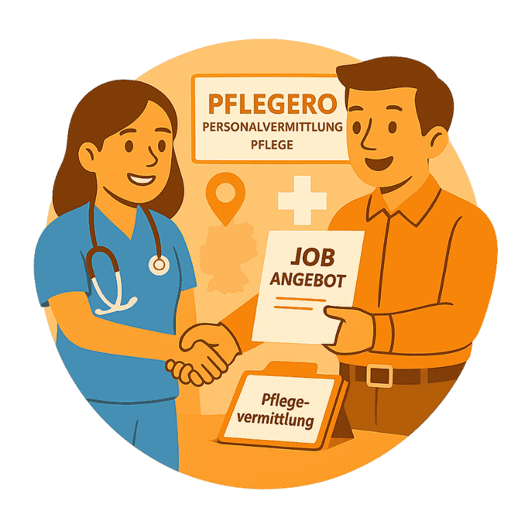 Personalvermittlung für Pflegekräfte – Pflegekraft im Gespräch mit Arbeitgeber bei Pflegero